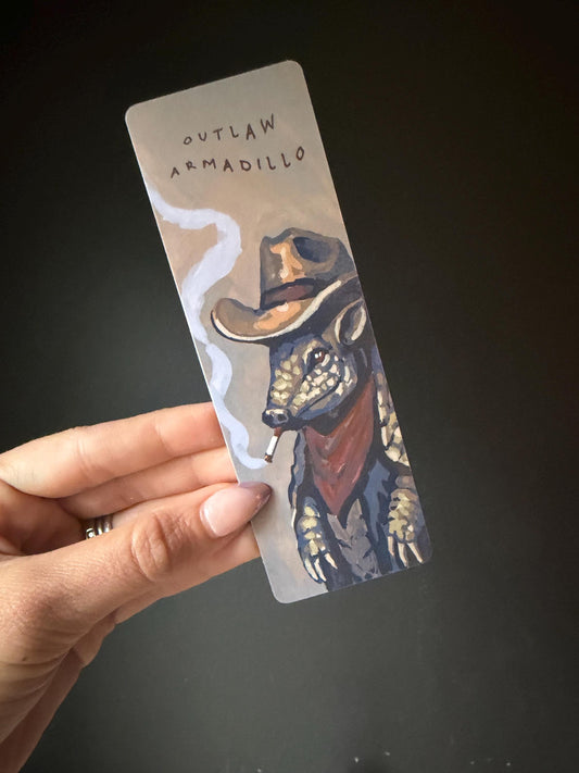Outlaw Armadillo Bookmark Sticker Set | Whimsical Western Art Illustration