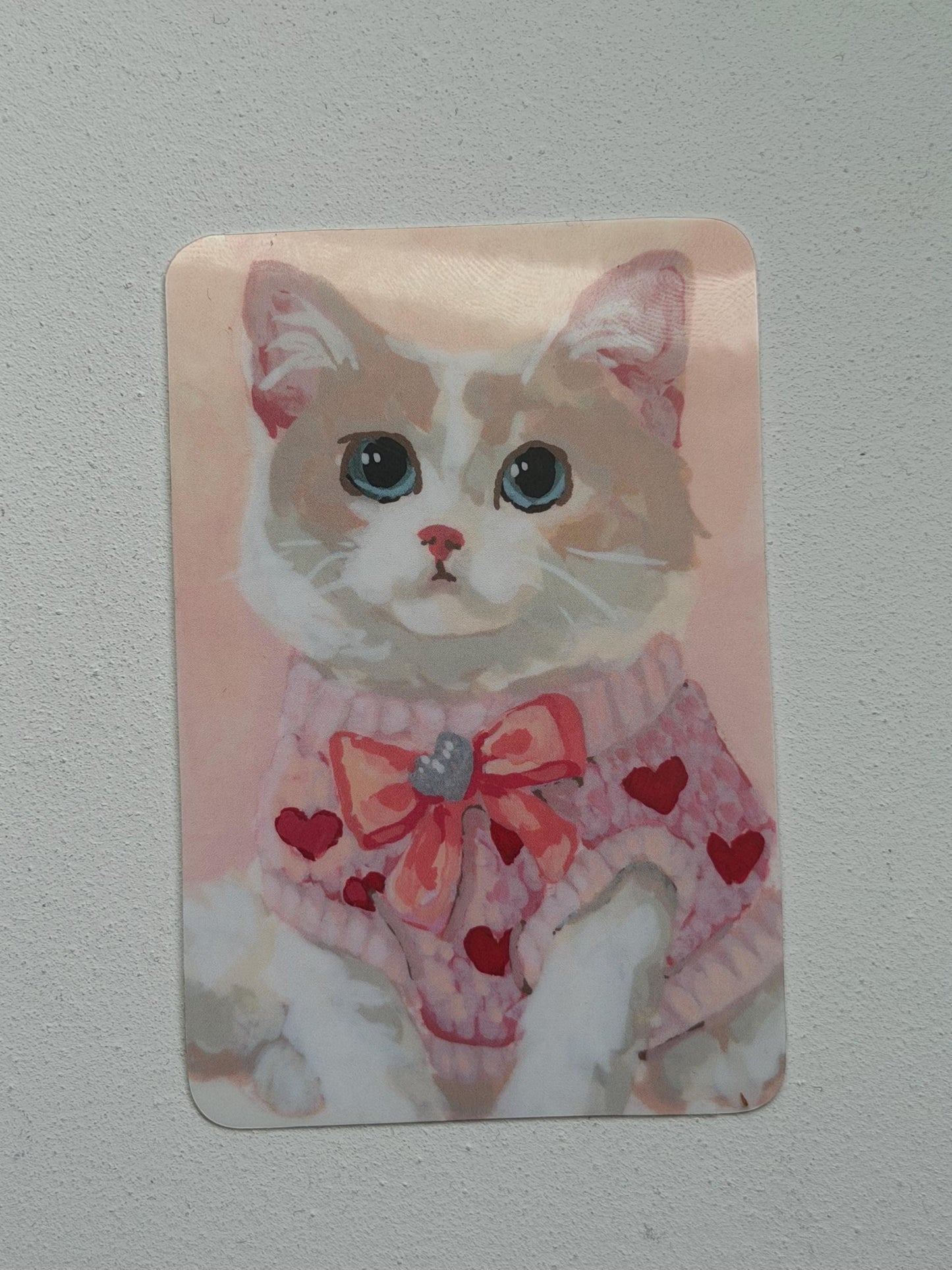 sweetheart cat Sticker, Whimsical Acrylic Art Vinyl decal