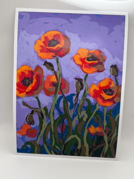 Poppy Flower Print 5x7, Orange Floral Painting, Botanical Wall Art (Fine Reproduction)