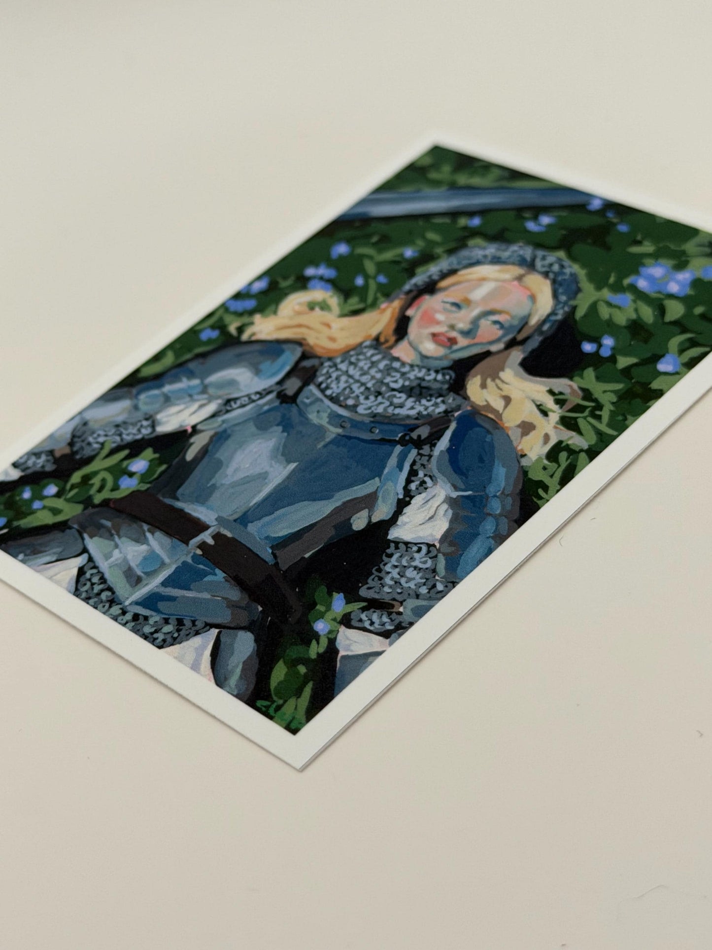 ACEO original art PRINT, women warriors, fantasy medieval painting reproduction, tiny art 2.5x3.5 inches