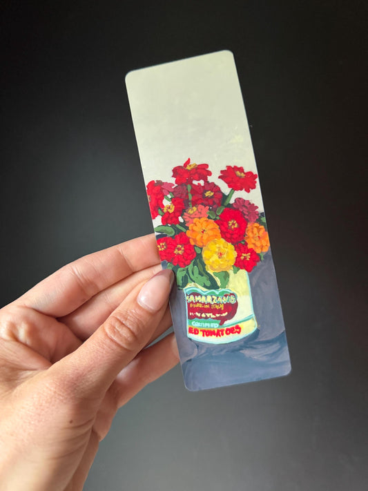 Zinnia Bookmark Sticker Set | Original Floral Art, Cottagecore Reader Gift