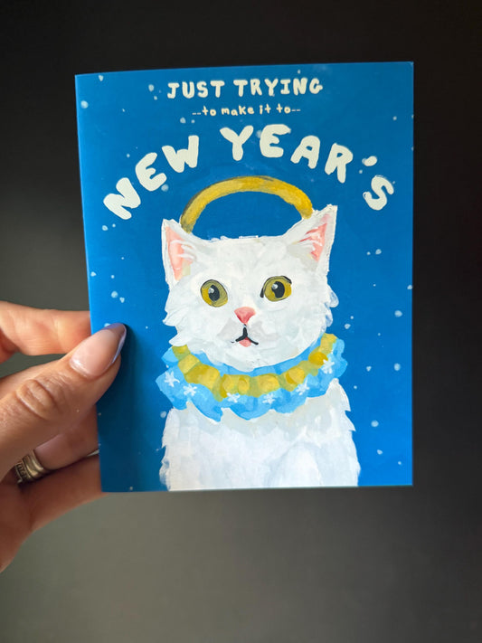 humorous cat christmas Greeting Card (Blank Inside)