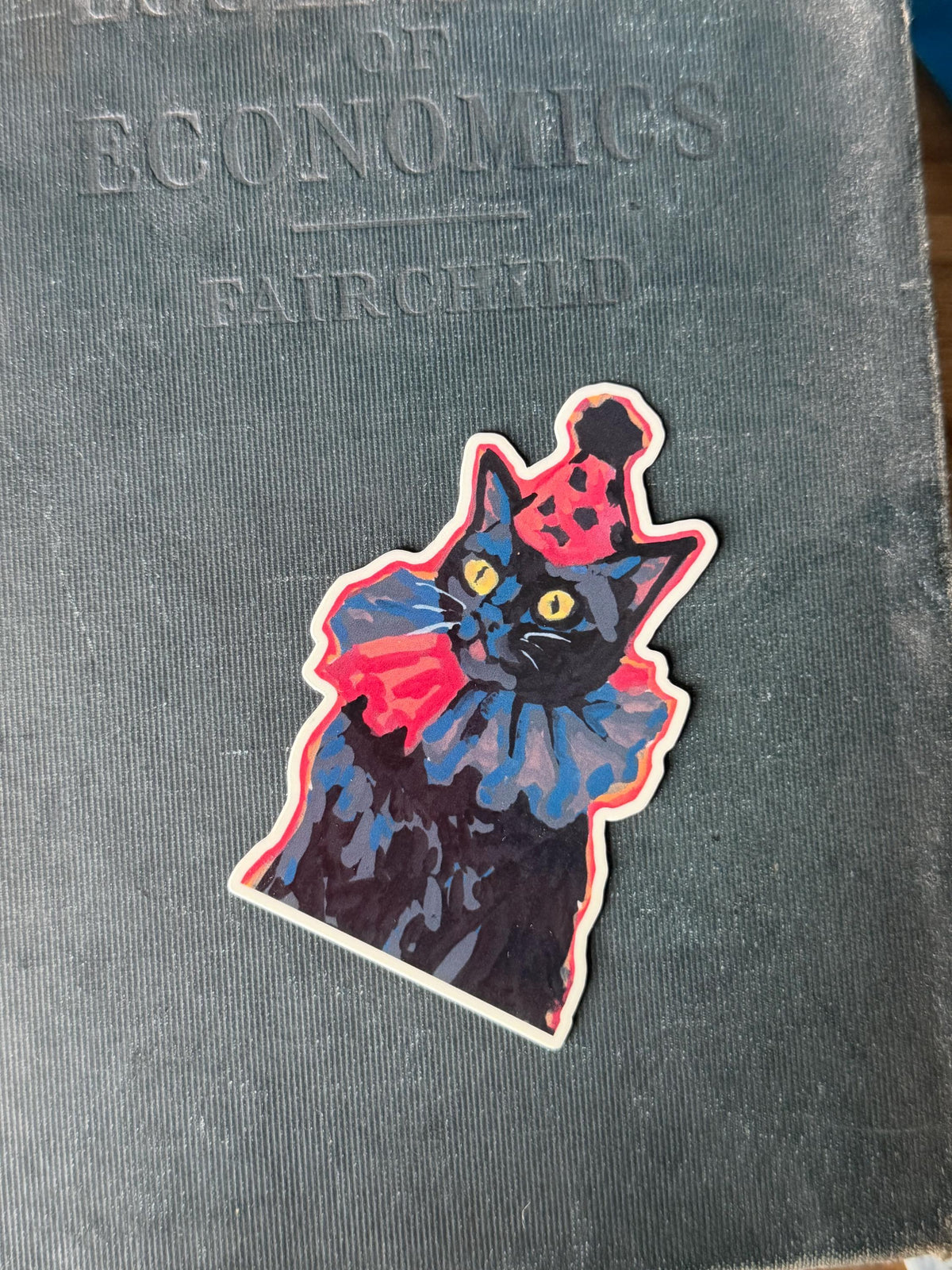 die cut black party cat illustration 3 inch vinyl sticker