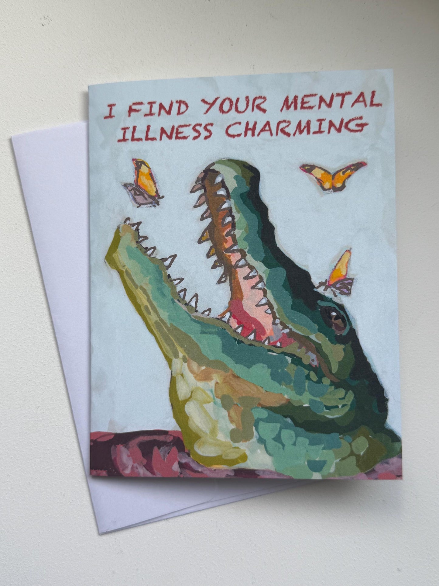 Gator Art Card | Dark Humor Love Card, Blank Inside