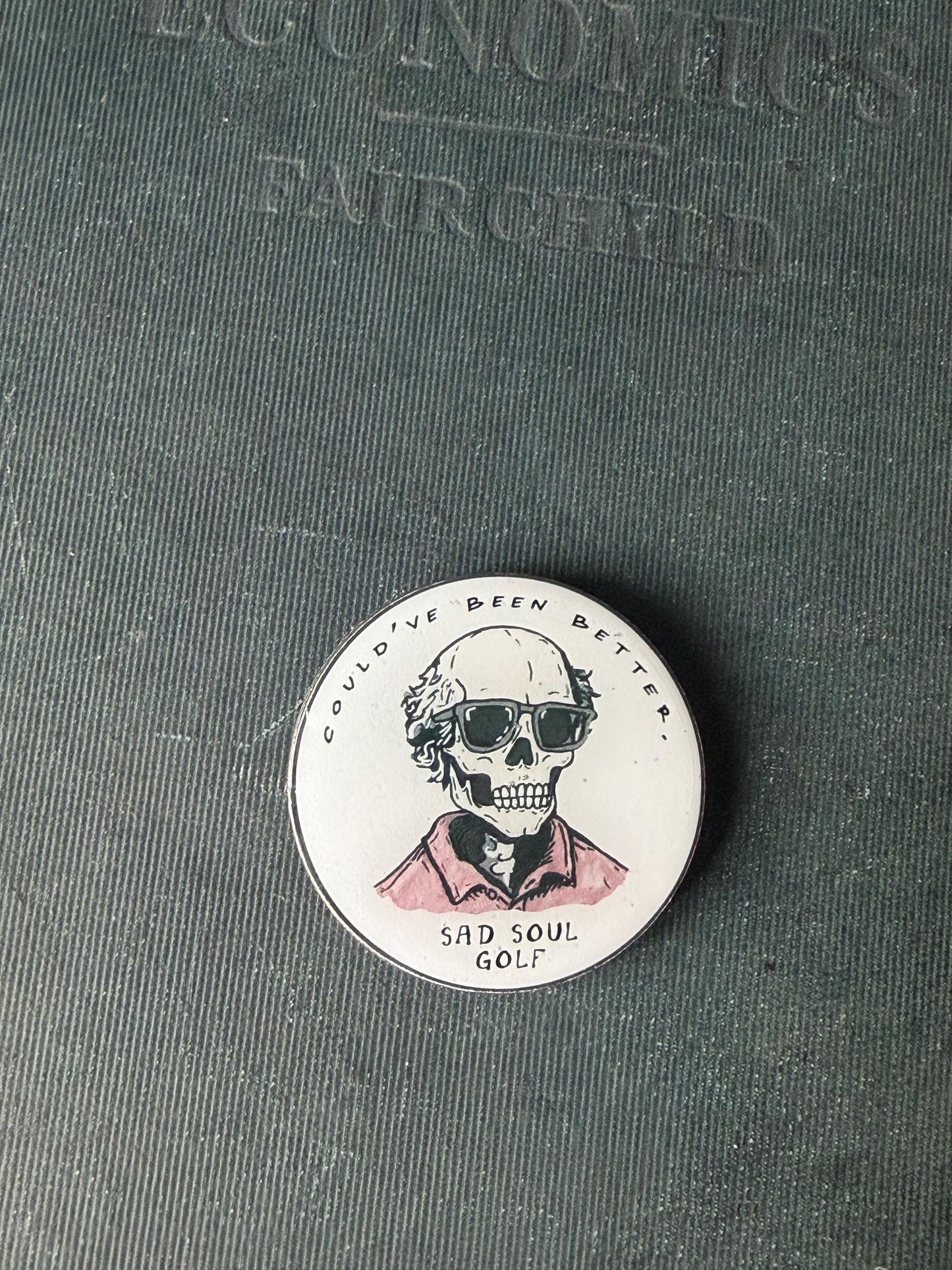 Sad Soul Golf Skull Ball Marker | UV Resin Coated Metal (1.5 Inch)