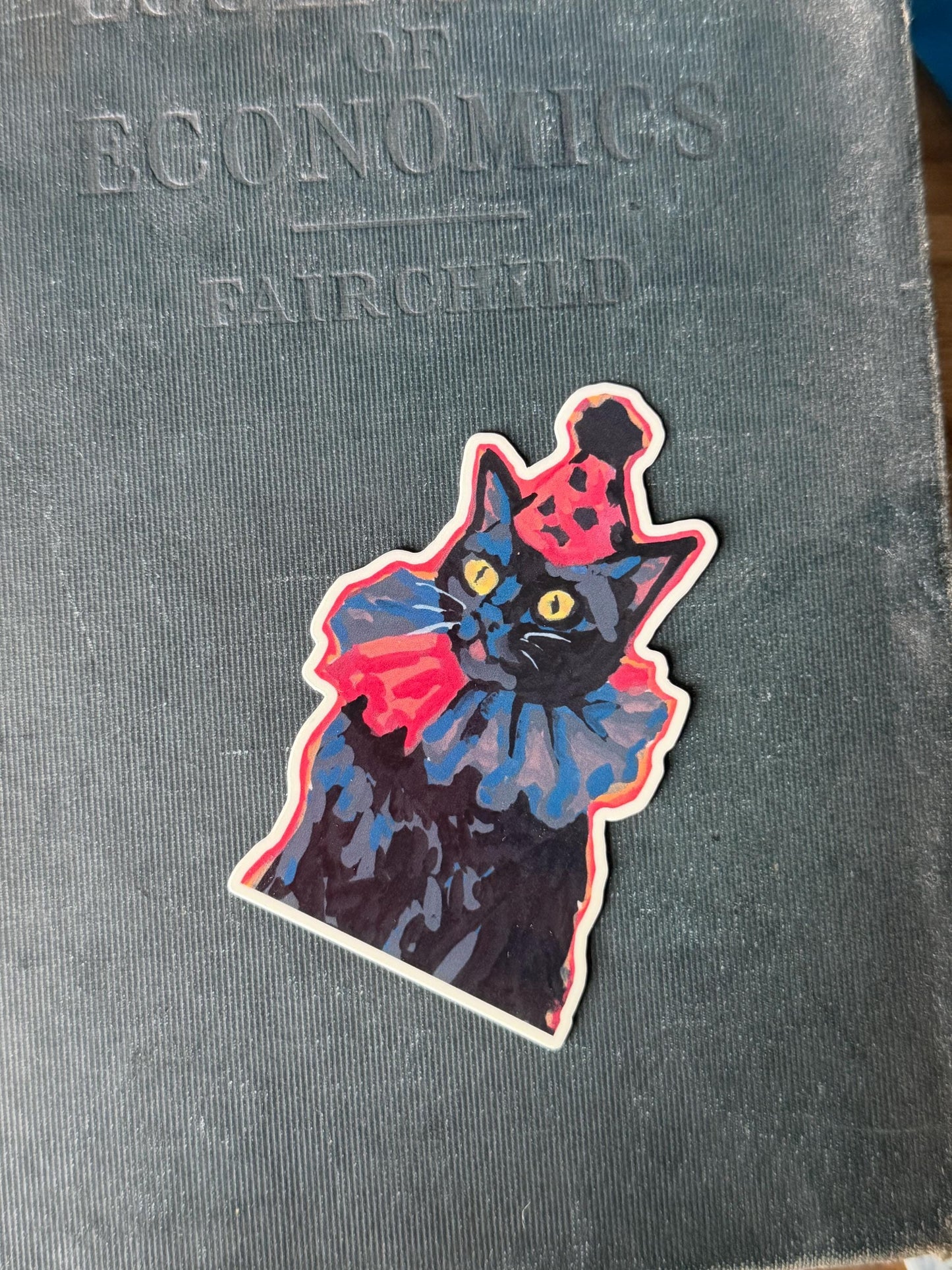 die cut black party cat illustration 3 inch vinyl sticker