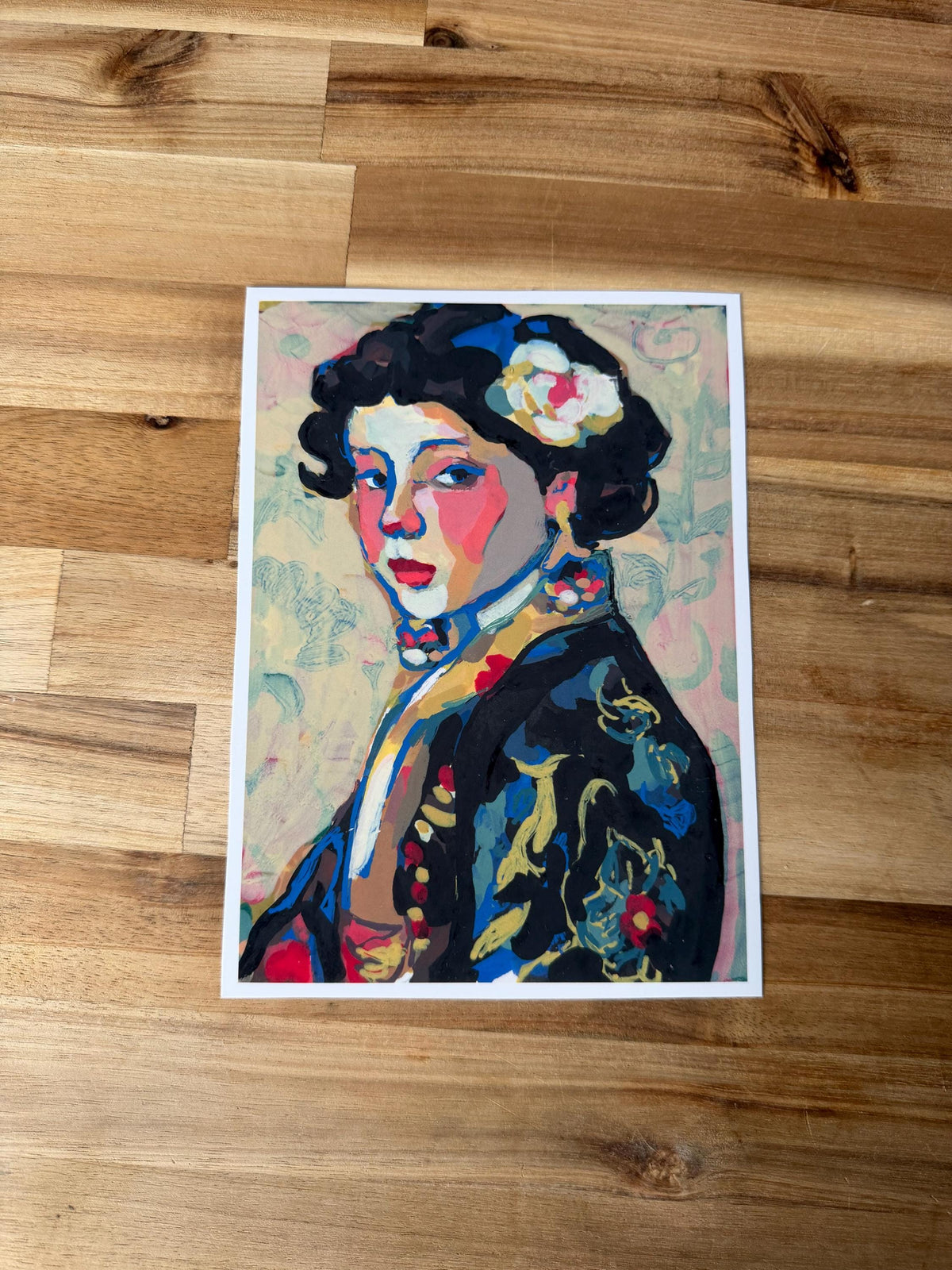Girl in Kimono Fine Art Print | Painterly Portrait, Art Nouveau Style 5x7