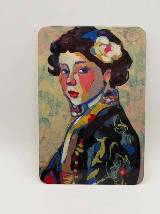 Girl in Kimono Art Sticker | Painterly Portrait, Art Nouveau Inspired Vinyl Decal