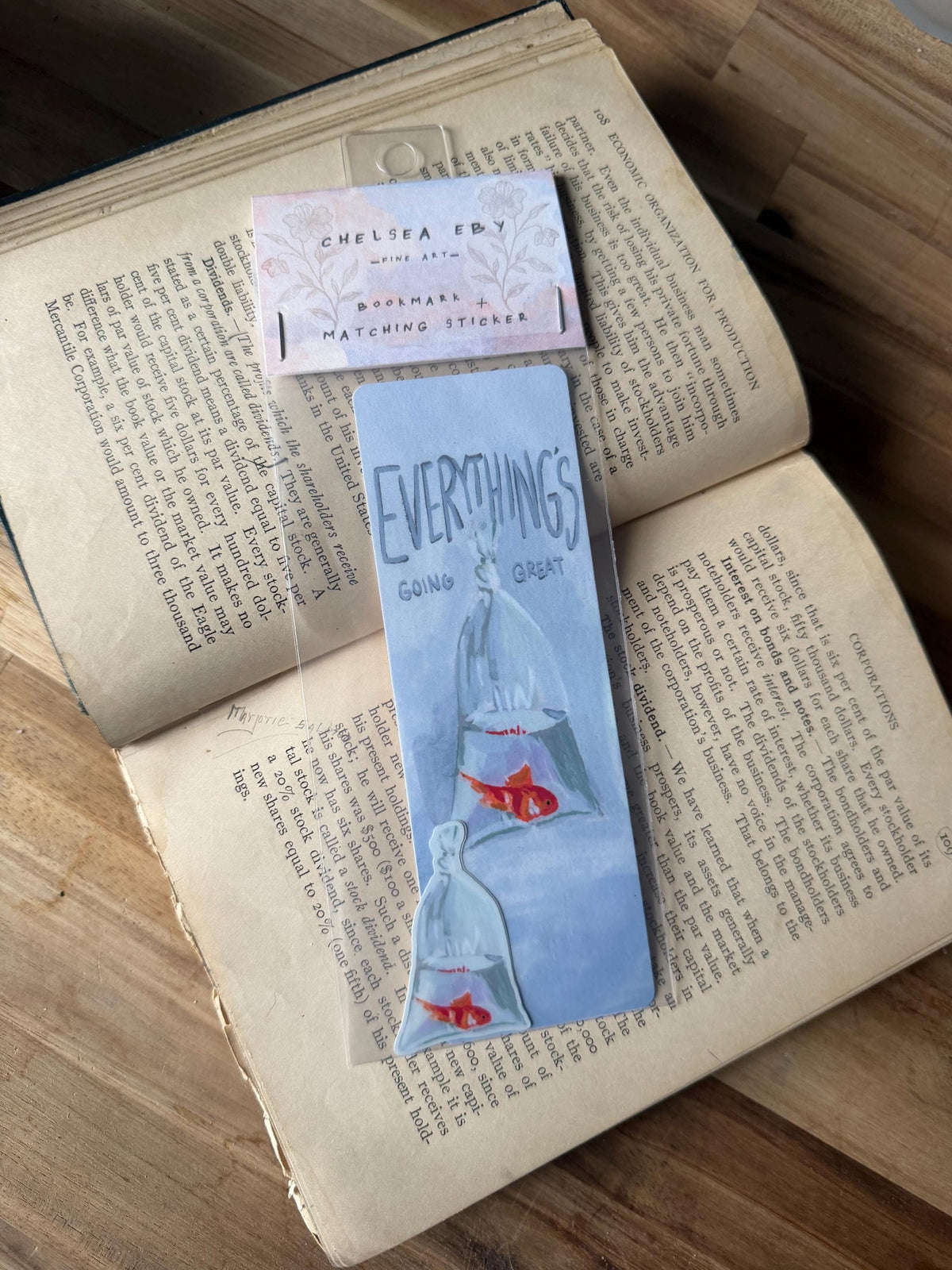 Goldfish Bookmark and Sticker Set | Anxiety Humor Reader Gift