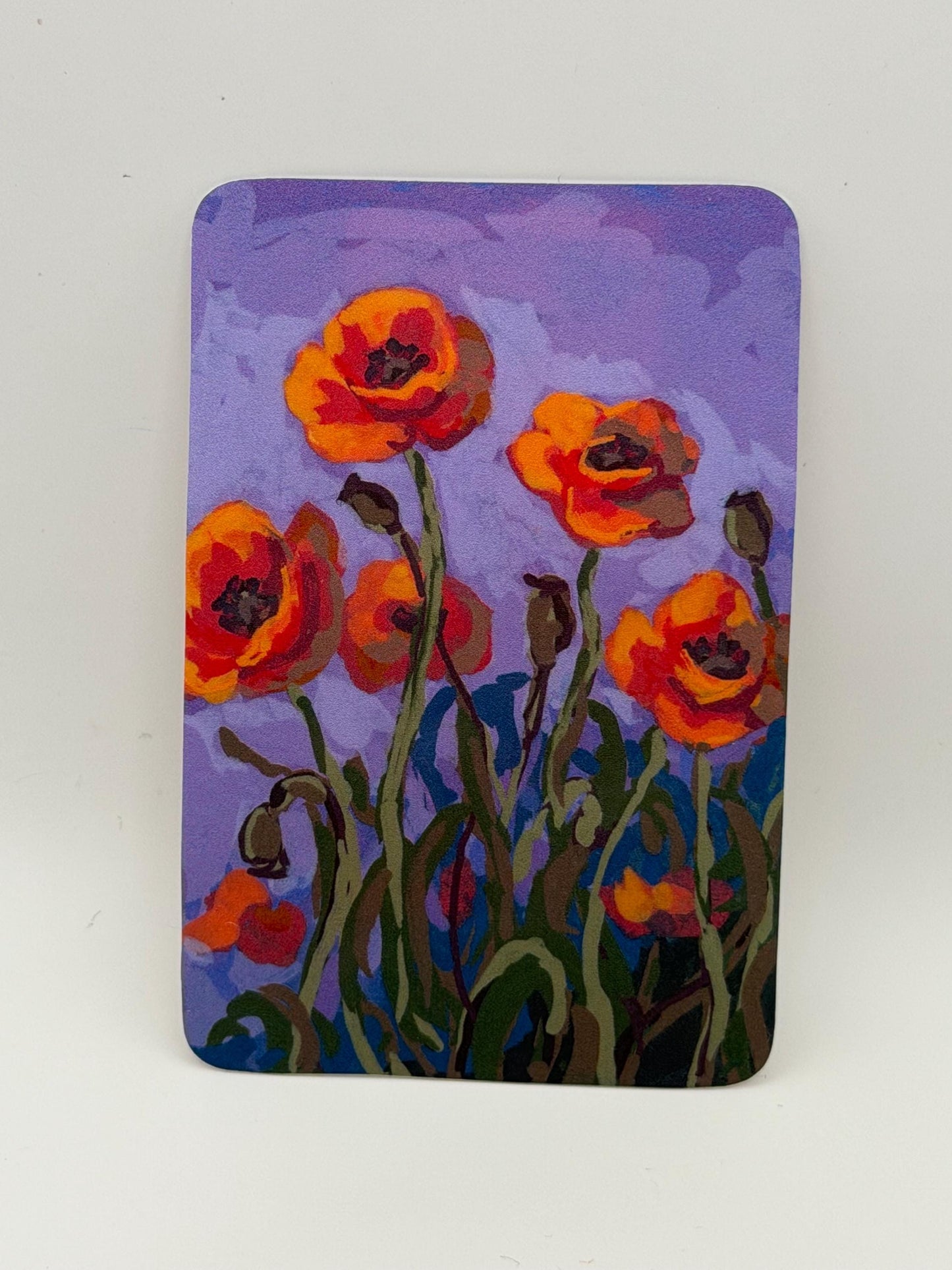 Poppy Flower Art Sticker, Orange Floral Botanical Vinyl Decal (2x3 Inch)