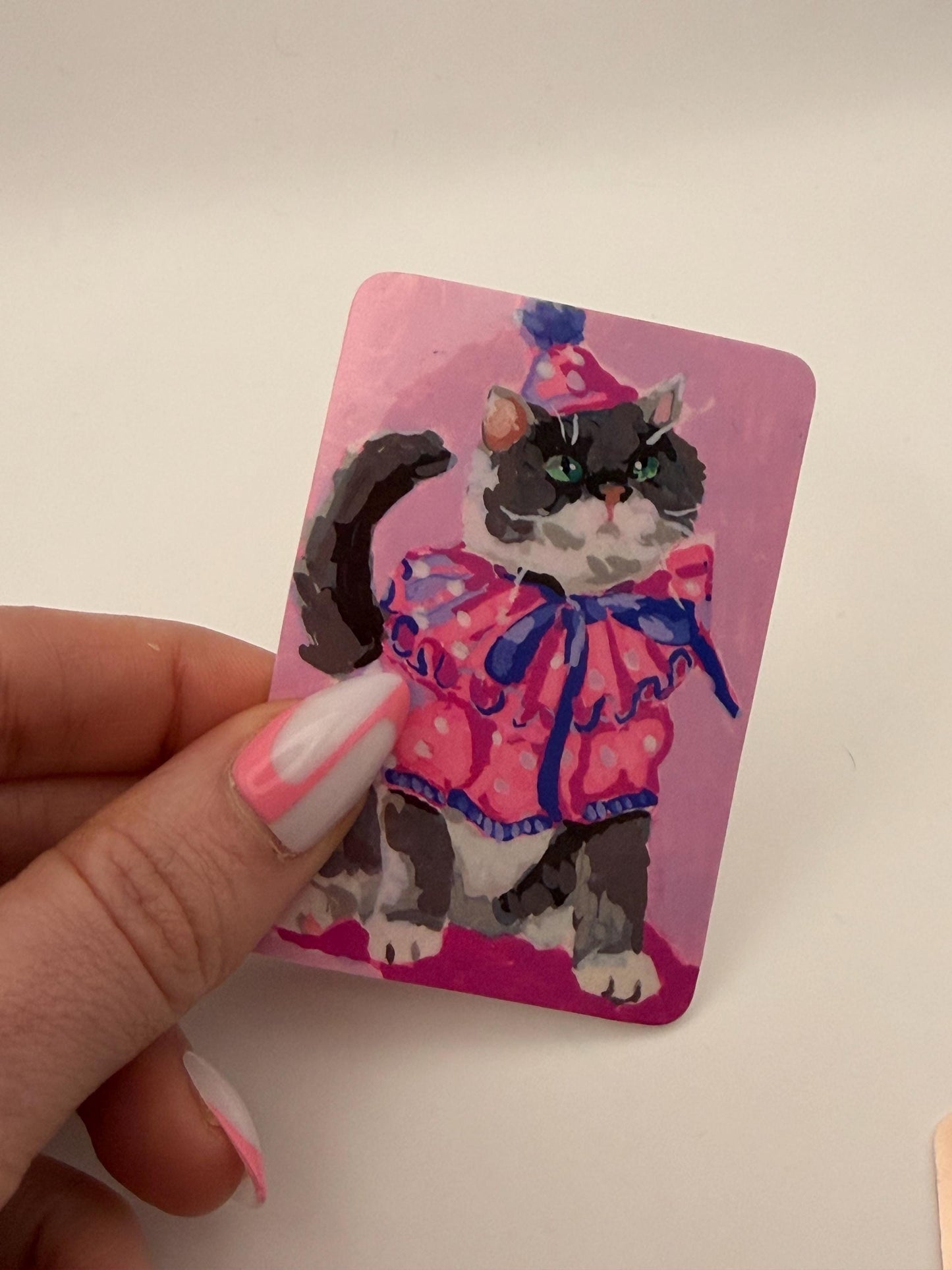 Clown Cat Sticker | Whimsical Art Reproduction, Water-Resistant Vinyl