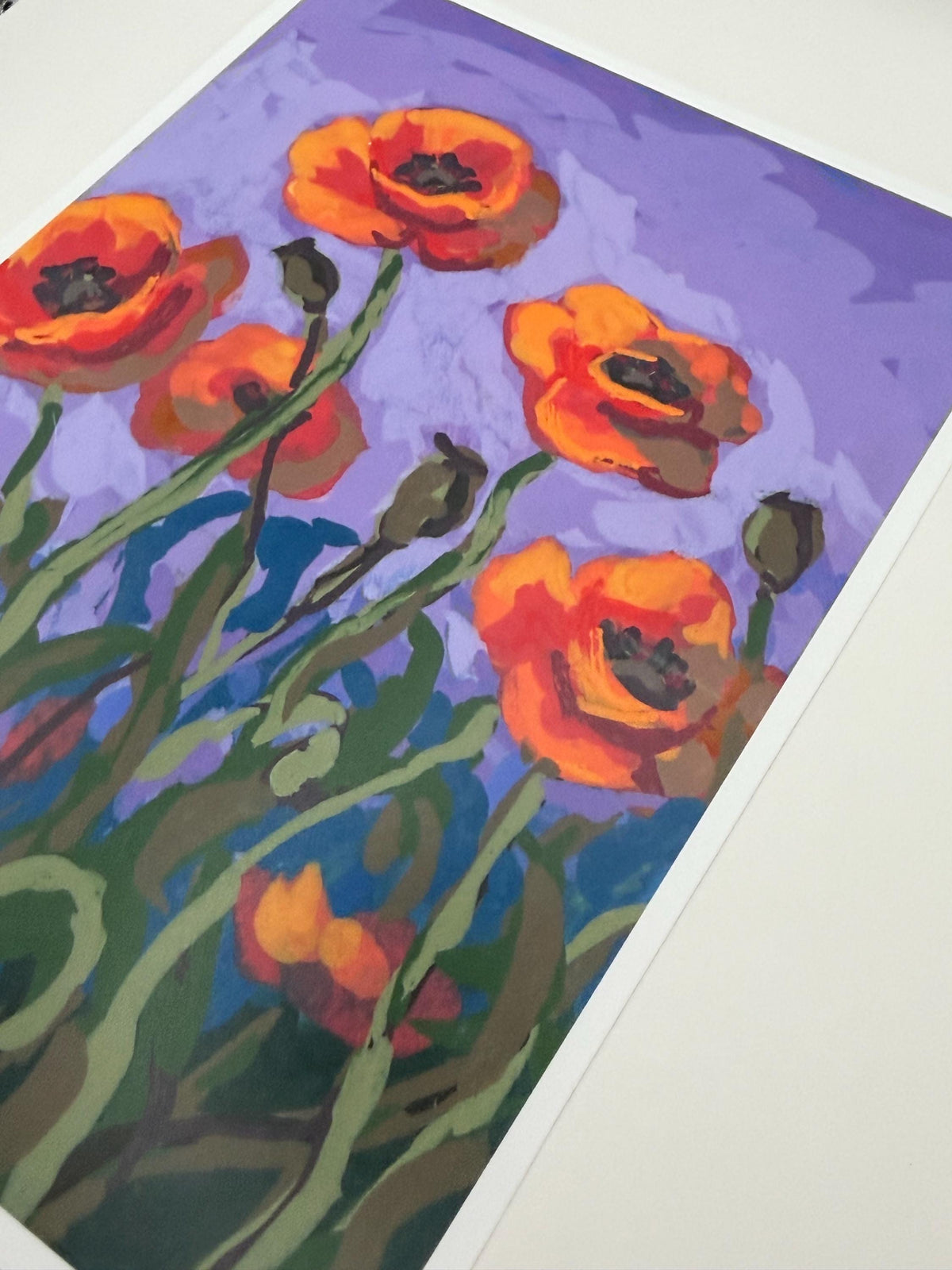 Poppy Flower Print 5x7, Orange Floral Painting, Botanical Wall Art (Fine Reproduction)