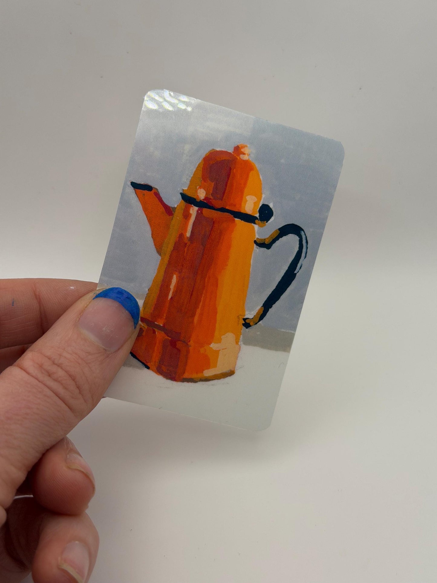 Orange Coffee Pot Sticker | Painterly Kitchen Art, Vintage Style Vinyl Decal