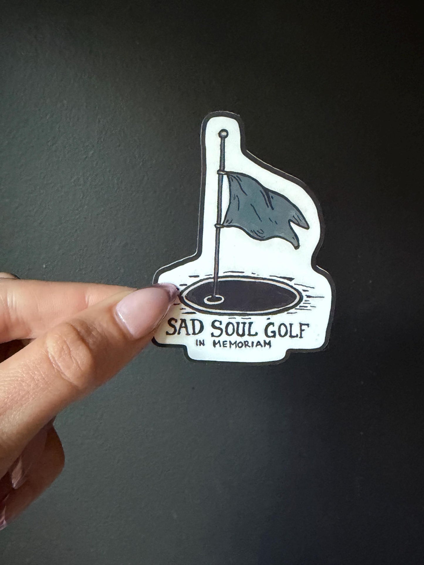Emo Golfer vinyl sticker - Sad Soul Golf- half mast golf flag