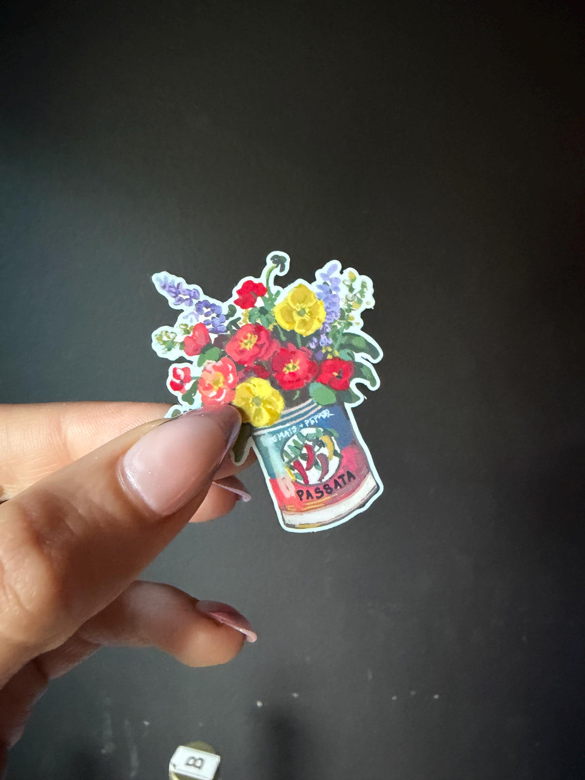 Passata Can Flowers Card and Vinyl Sticker Set | Thinking of You Greeting (A2)