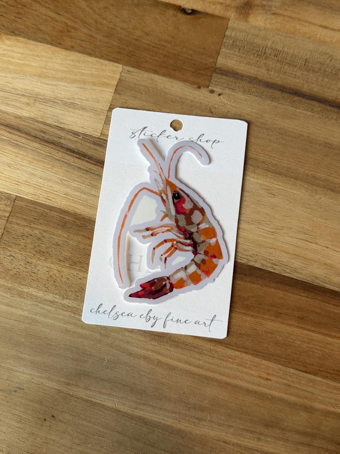 Original Painted Shrimp Sticker | 3" Die Cut Vinyl Decal