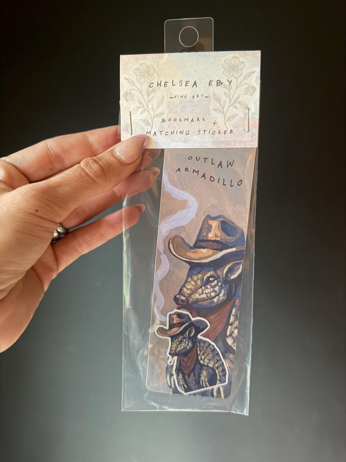 Outlaw Armadillo Bookmark Sticker Set | Whimsical Western Art Illustration