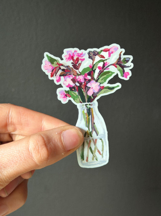 Jar of flowers vinyl sticker | Original floral still life (3")