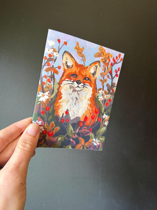 Autumn Fox cottagecore illustrated Greeting Card (Blank Inside)