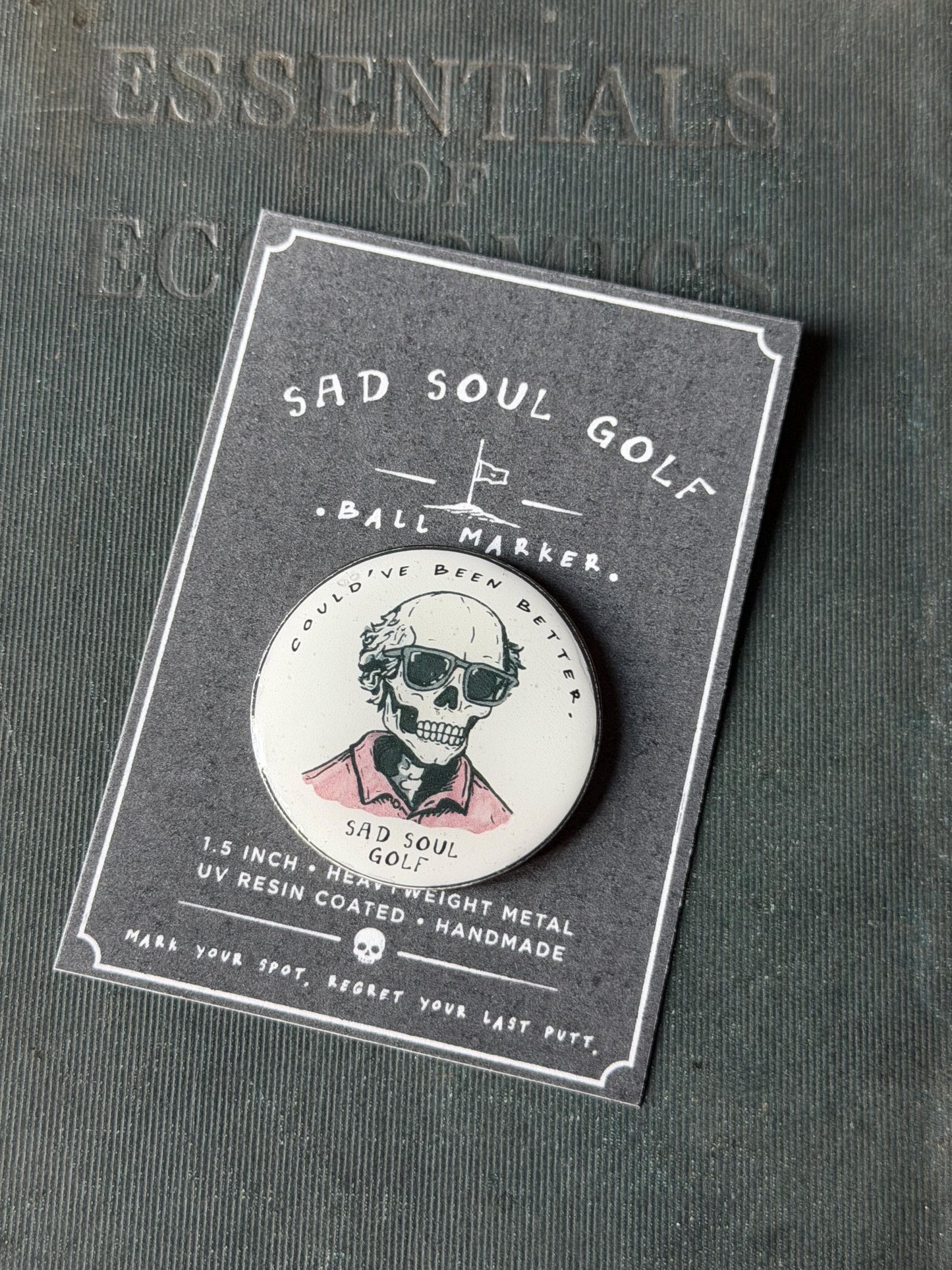 Sad Soul Golf Skull Ball Marker | UV Resin Coated Metal (1.5 Inch)
