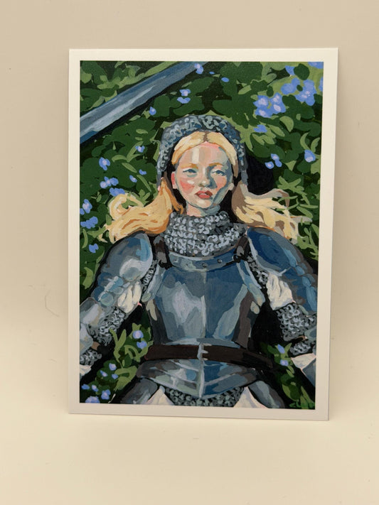 ACEO original art PRINT, women warriors, fantasy medieval painting reproduction, tiny art 2.5x3.5 inches