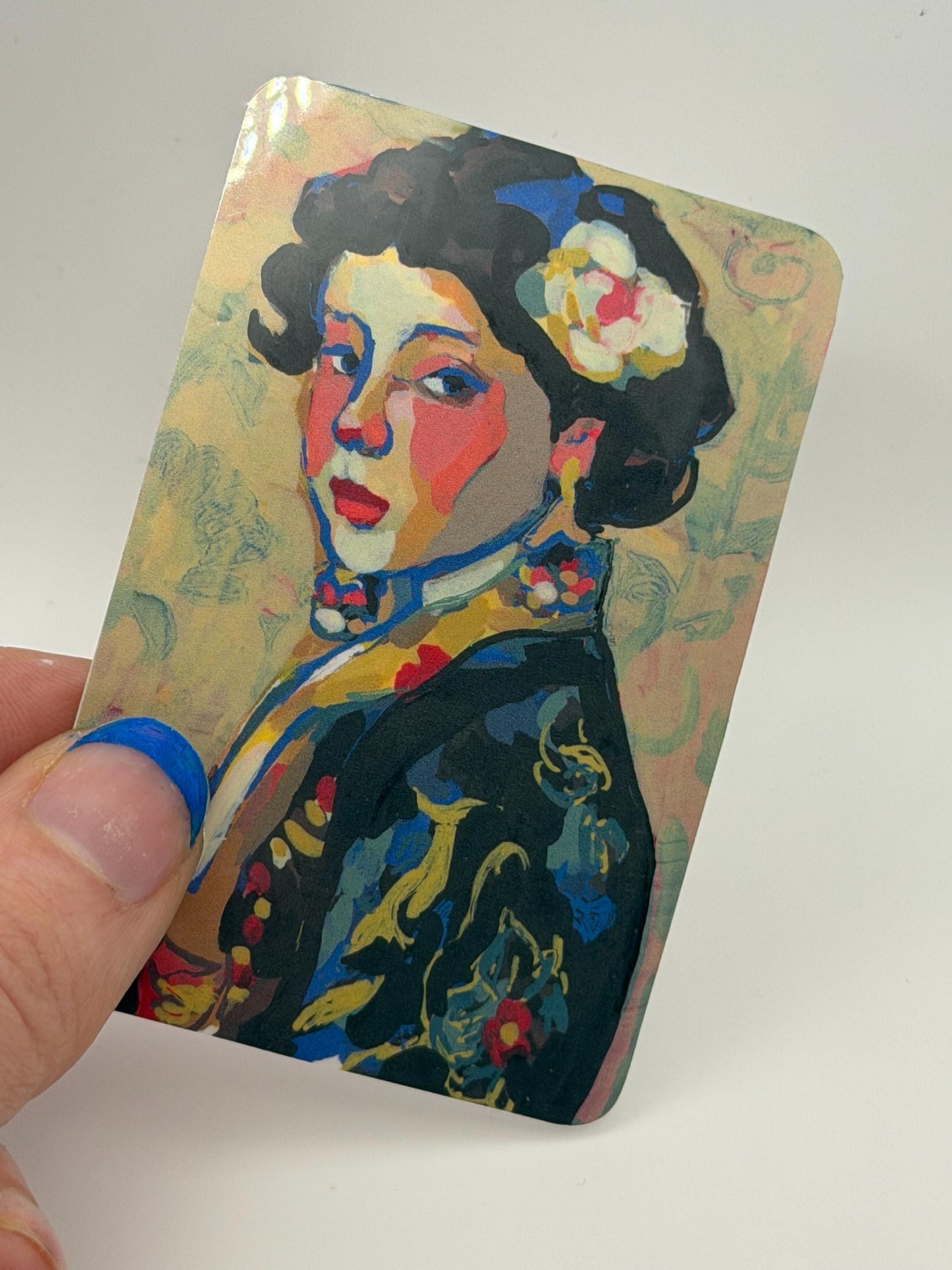 Girl in Kimono Art Sticker | Painterly Portrait, Art Nouveau Inspired Vinyl Decal