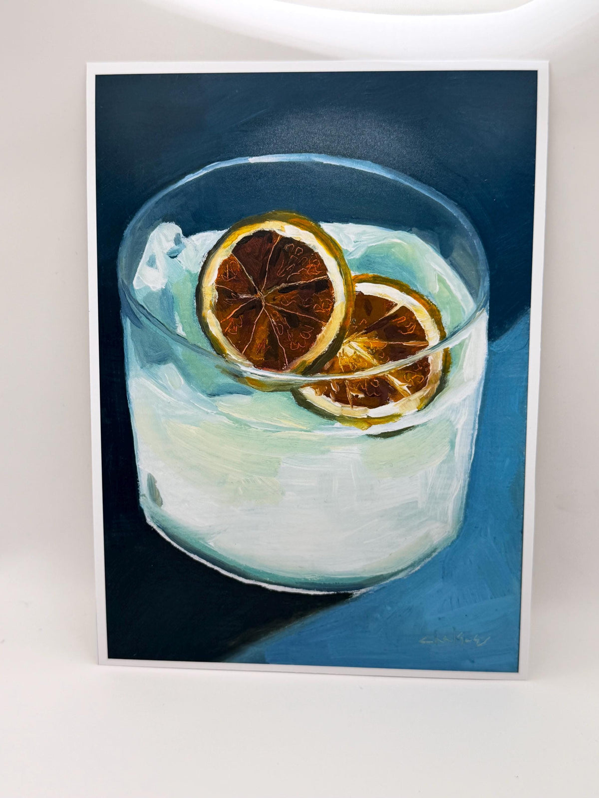 Margarita Cocktail Art Print | Moody Citrus Drink Painting, 5x7 Bar Decor
