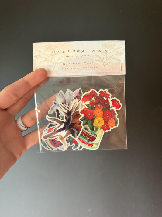 Floral Sticker Pack | 5 Vintage Botanical Vinyl Stickers | Original Art Reproductions | Cottagecore Flower Stickers for Journals & Laptops