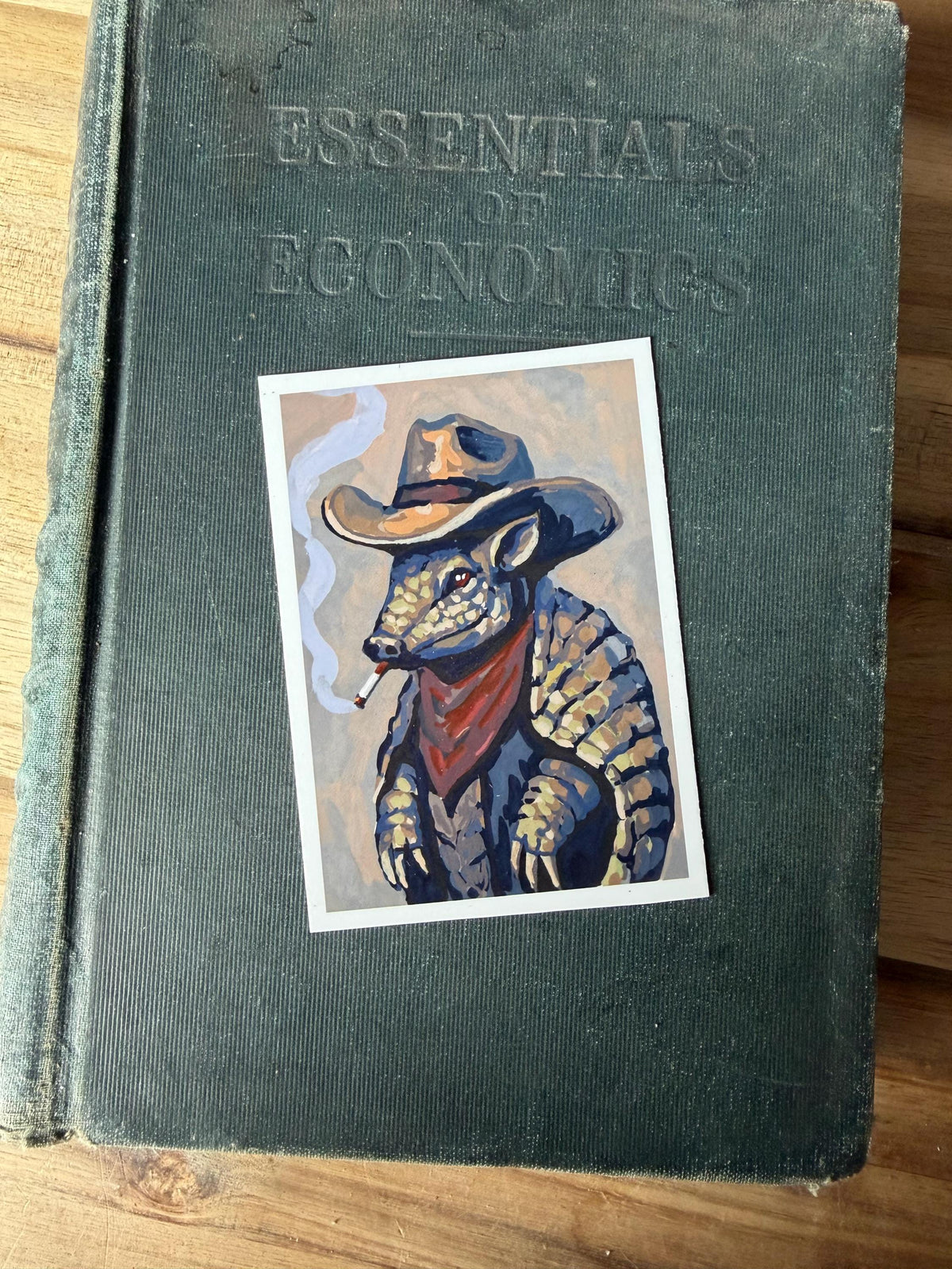 ACEO original art PRINT, Outlaw armadillo , tiny art 2.5x3.5 inches