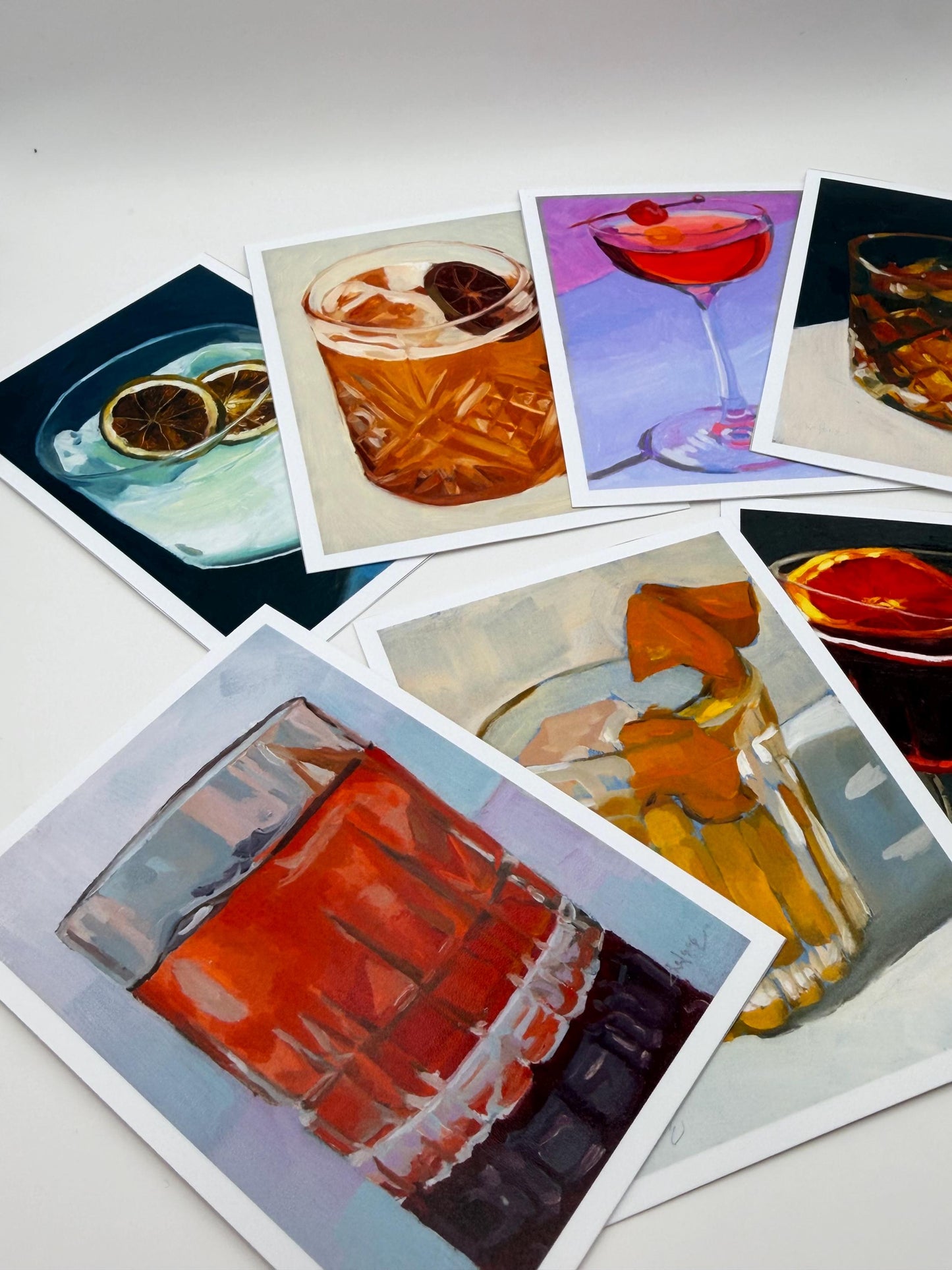 ACEO original art PRINTS, cocktail painting reproductions, tiny art 2.5x3.5 inches