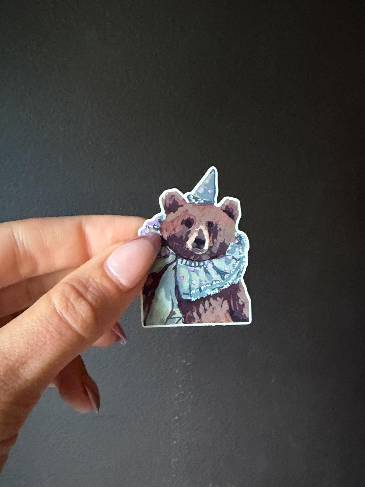 Birthday Card PLUS vinyl sticker | Party Bear Art greeting card, Blank Inside (A2 Size)