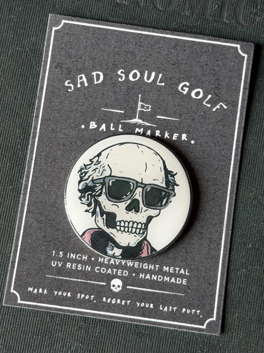 Funny Golf Ball Marker | Sad Soul Golf emo Skull Ball Marker | Handmade UV Resin Golf Gift for Golfer