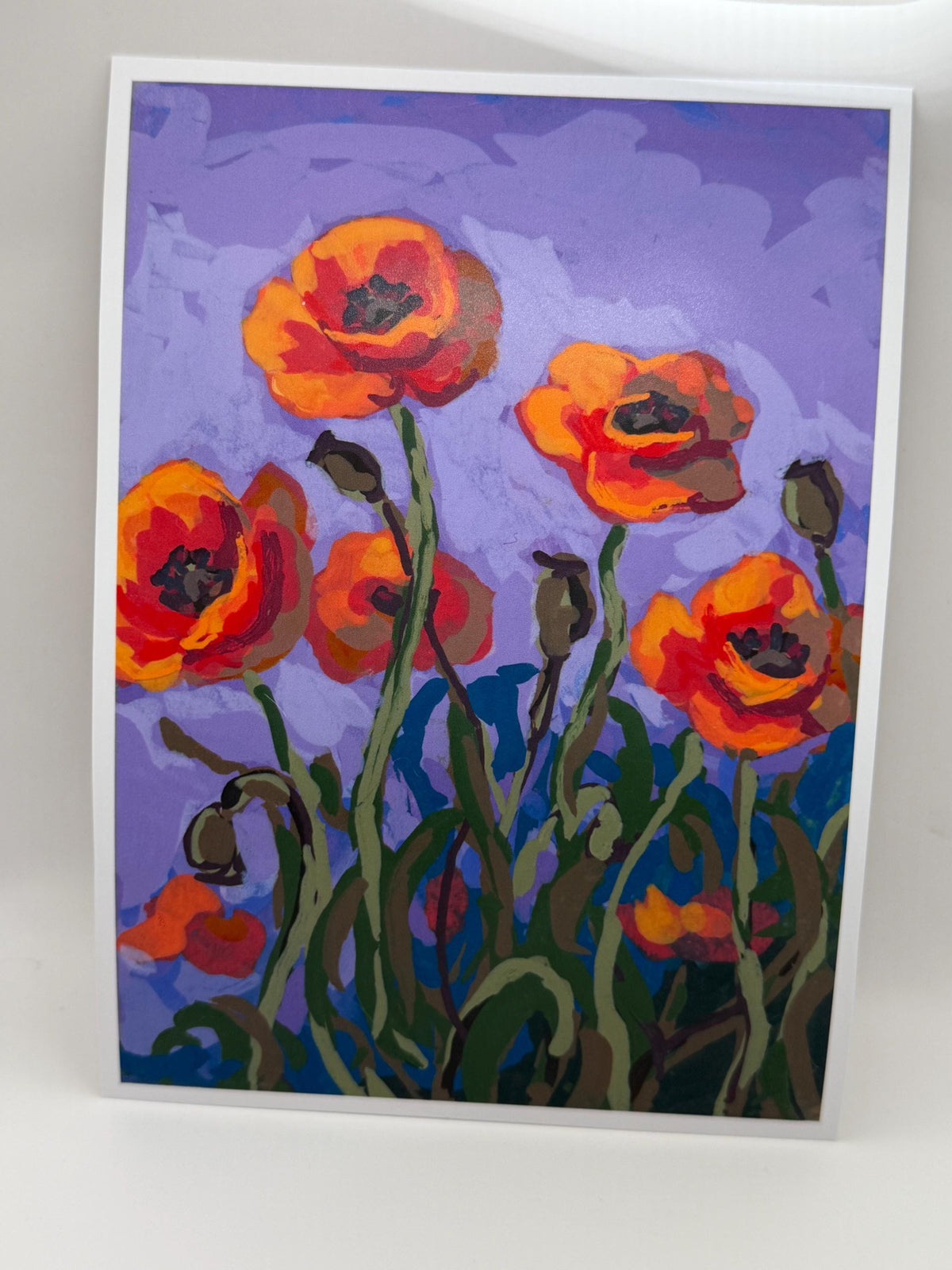 Poppy Flower Print 5x7, Orange Floral Painting, Botanical Wall Art (Fine Reproduction)