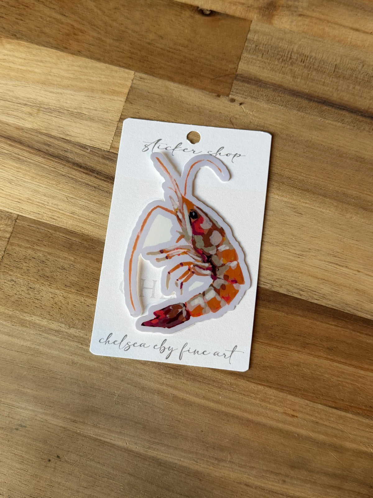 Original Painted Shrimp Sticker | 3" Die Cut Vinyl Decal