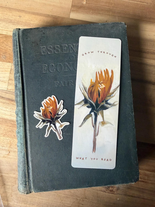Zinnia Bookmark Sticker Set | Original Floral Art, Cottagecore Reader Gift