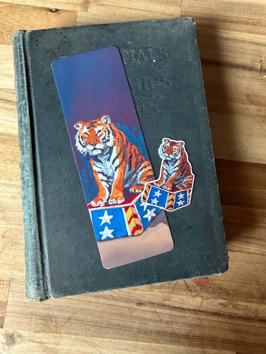 Circus Tiger Bookmark Sticker Set | Original Vintage Art Illustration