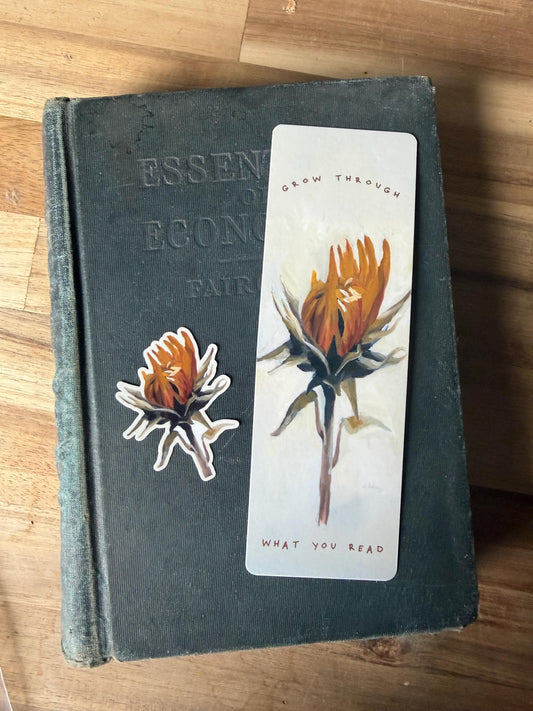 Zinnia Bookmark Sticker Set | Original Floral Art, Cottagecore Reader Gift