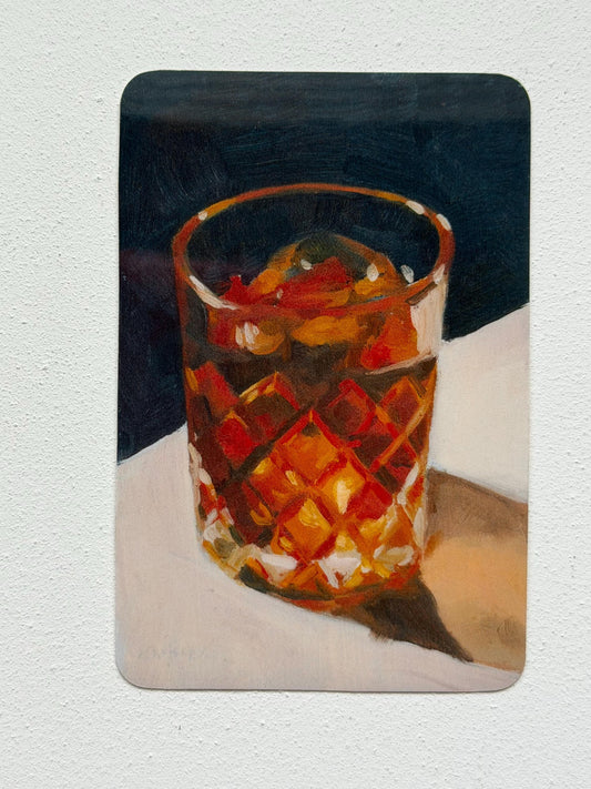 whiskey glass vinyl sticker, 3" oil painting reproduction decal