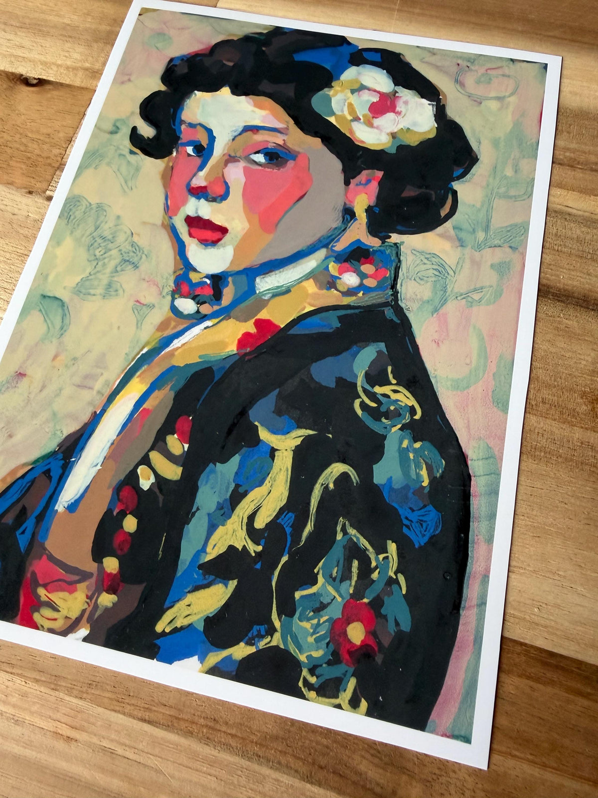Girl in Kimono Fine Art Print | Painterly Portrait, Art Nouveau Style 5x7