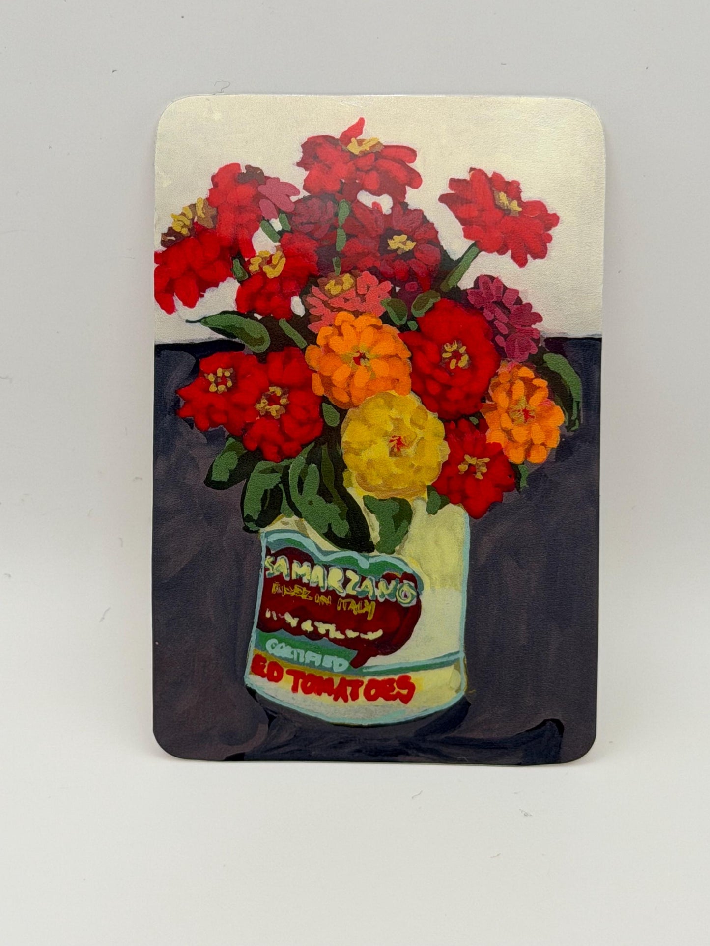 Impressionist Floral Sticker, Vintage Tomato Can Arrangement, Retro Kitchen Art