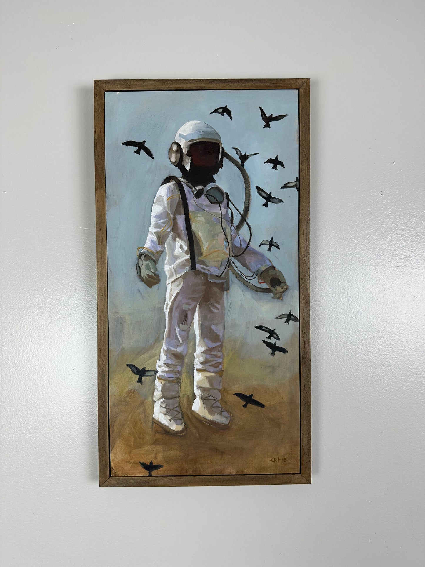 Space inspired original painting, how did we get here? - 10" by 20" original painting,  experimental expressive art