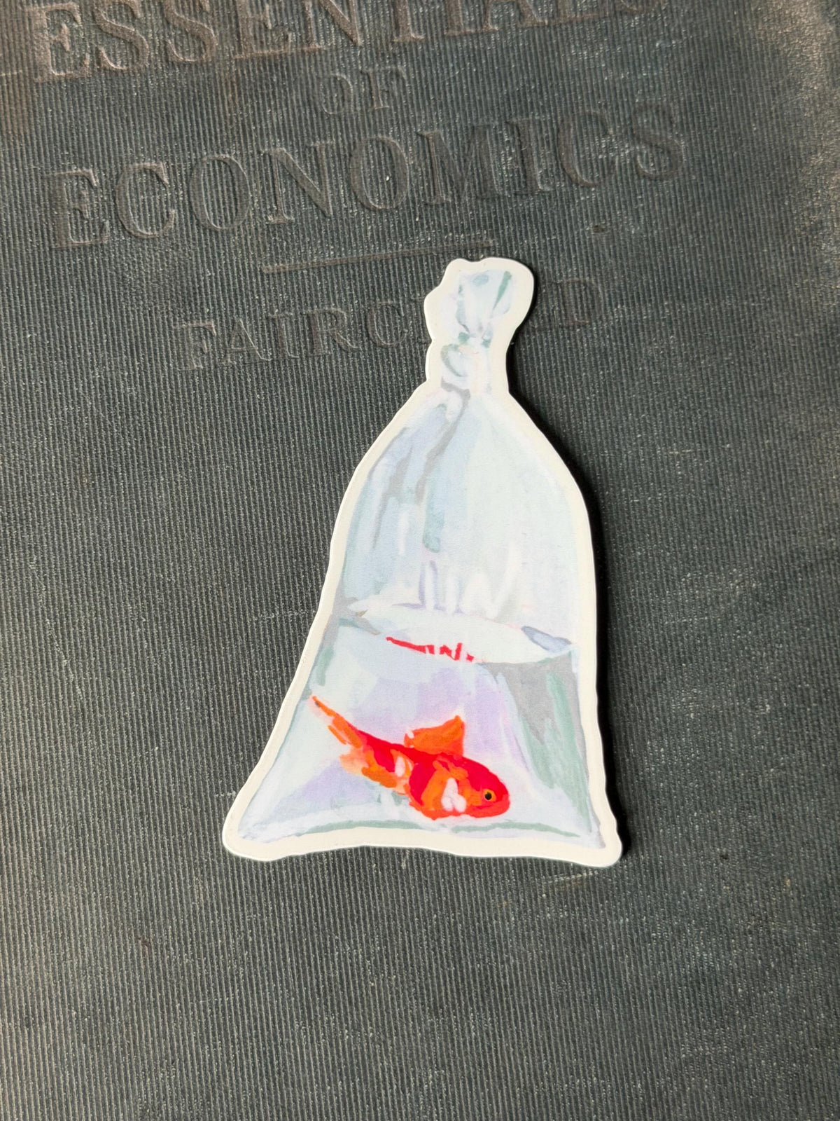 Goldfish in a Bag Sticker | Original Painted Fish Art Decal (3")