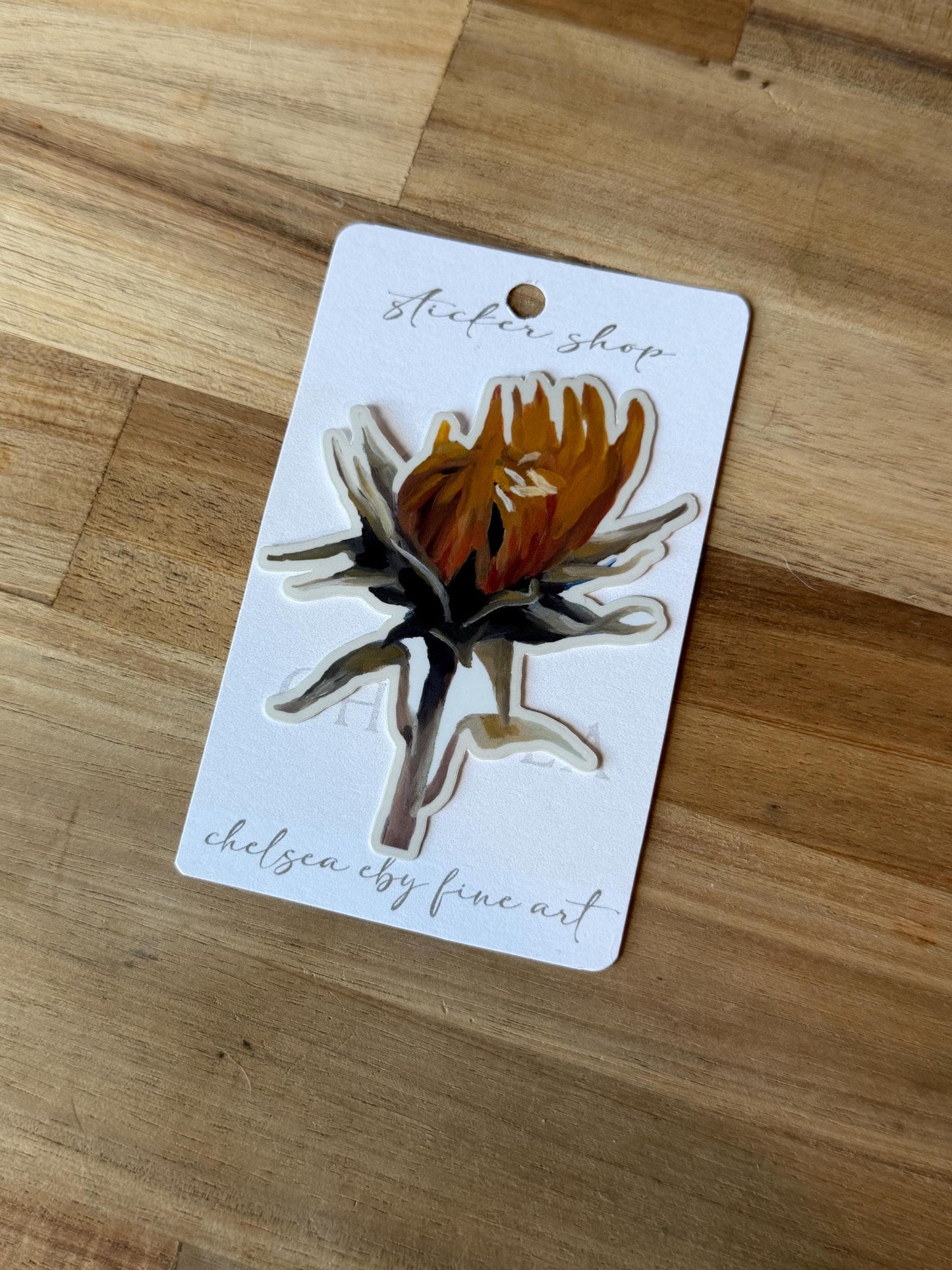 Original Sunflower Bloom Sticker | Moody Floral Art Decal (3" Vinyl)