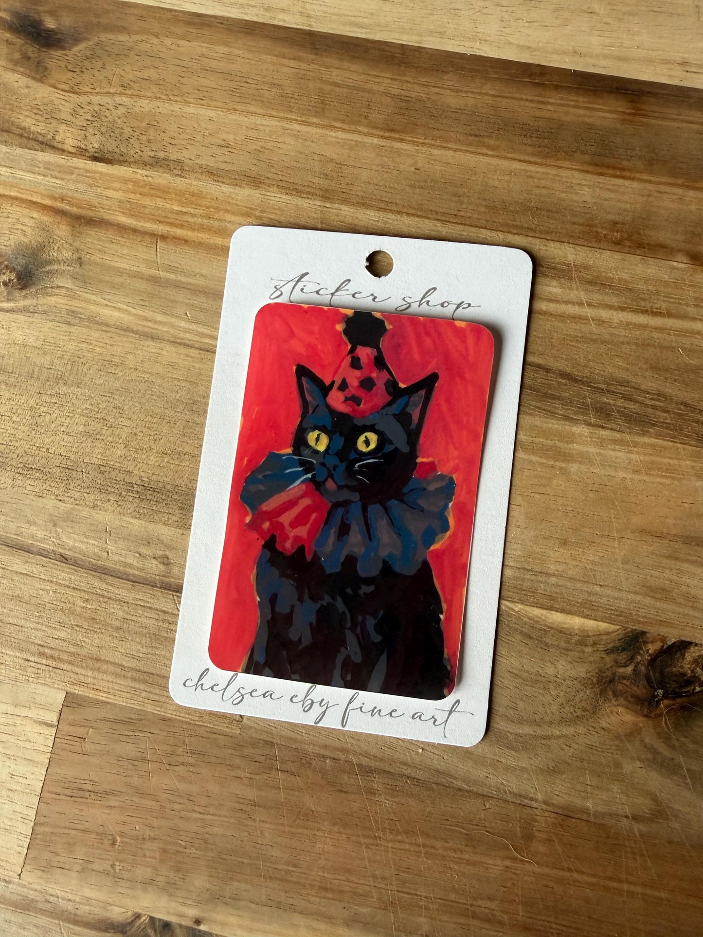 Party Cat Sticker | Acrylic Painting Reproduction, Glossy Vinyl Art (2x3 inches)