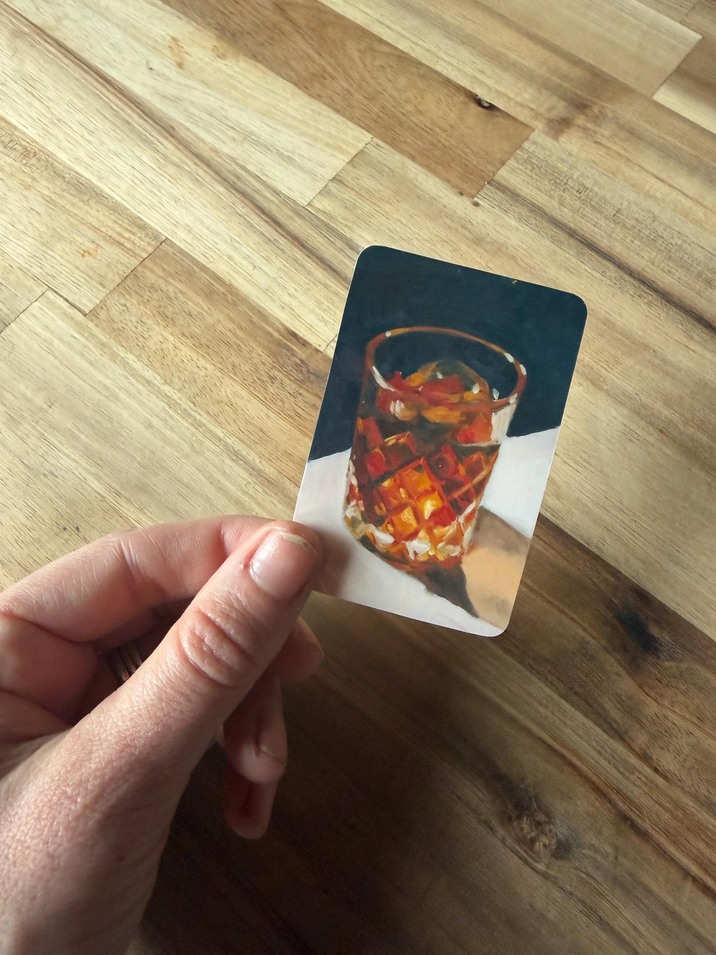 whiskey glass vinyl sticker, 3" oil painting reproduction decal