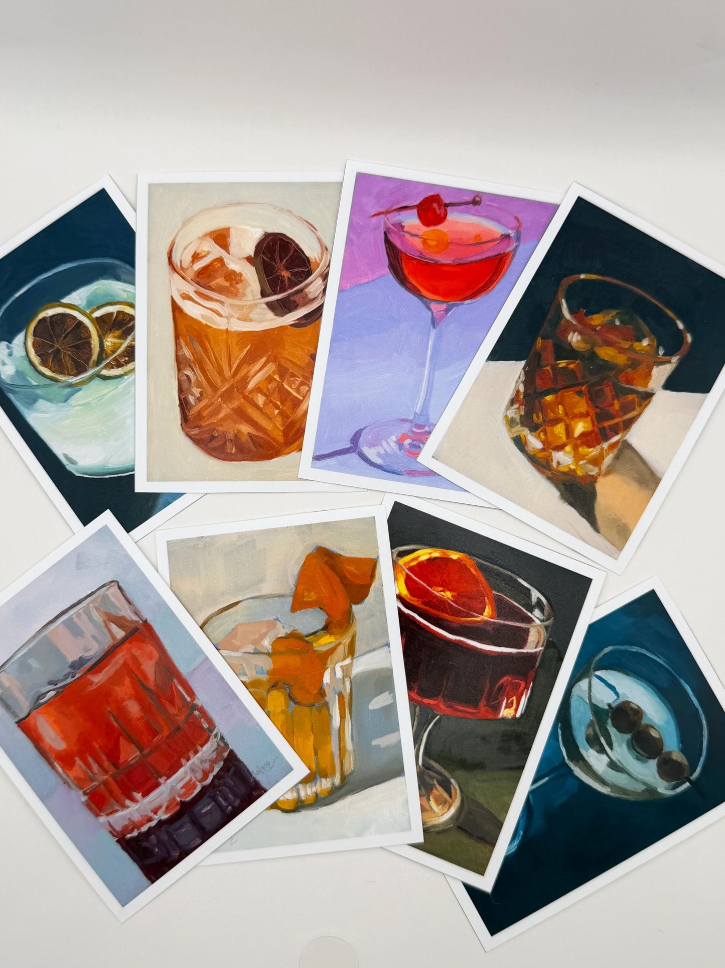 ACEO original art PRINTS, cocktail painting reproductions, tiny art 2.5x3.5 inches