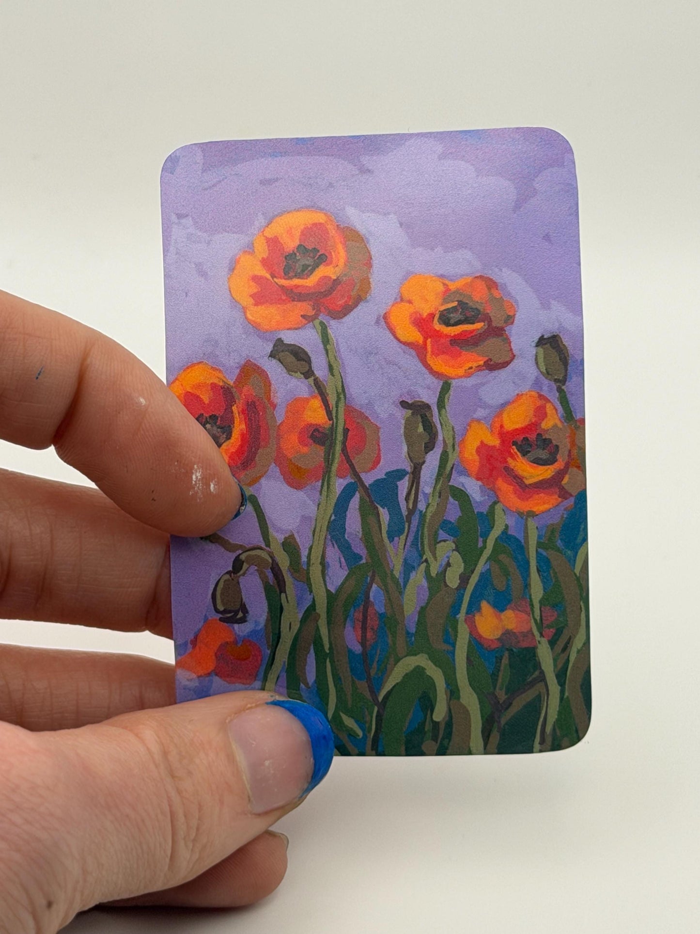 Poppy Flower Art Sticker, Orange Floral Botanical Vinyl Decal (2x3 Inch)