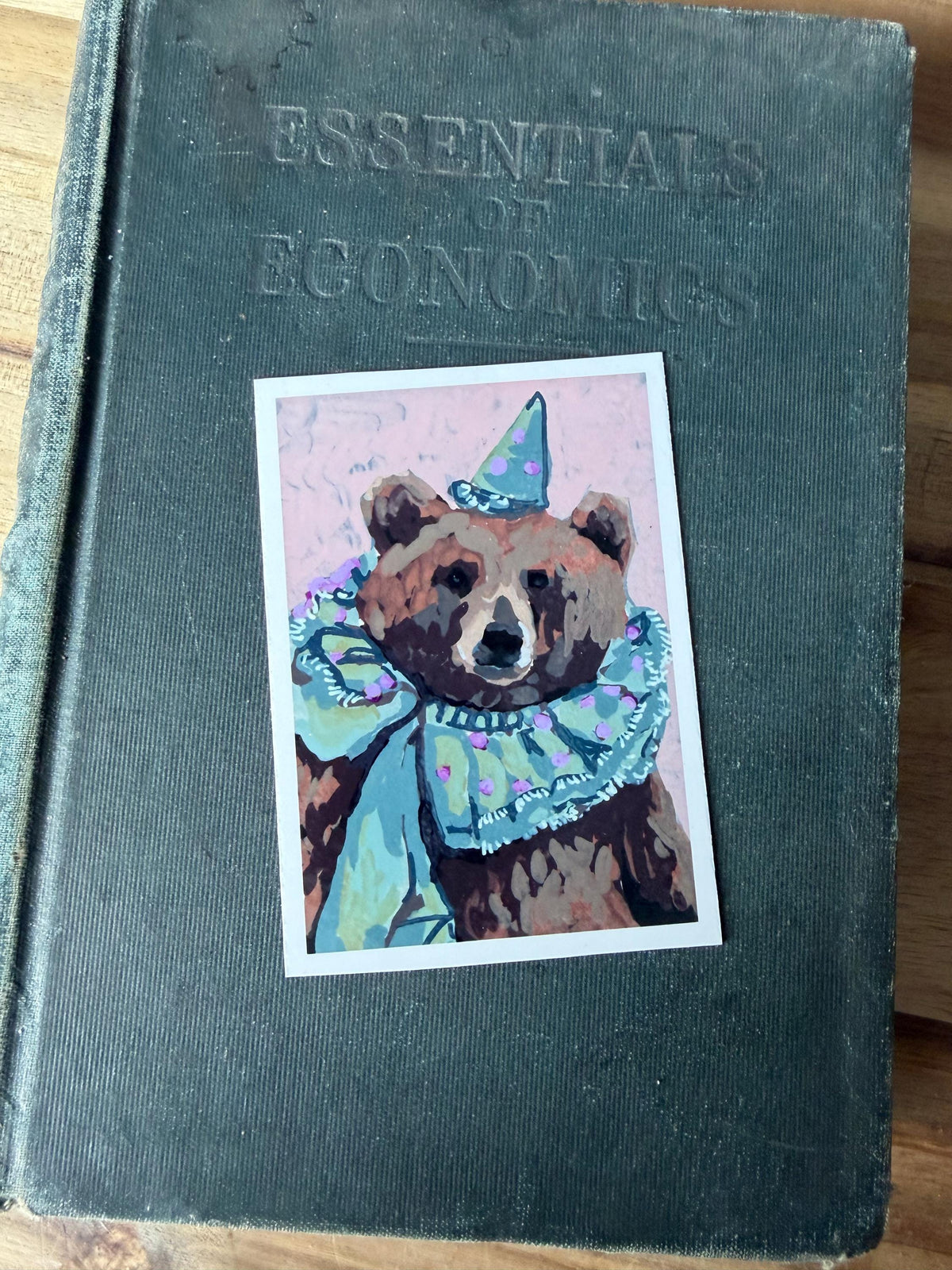 ACEO original art PRINT, vintage circus bear, tiny art 2.5x3.5 inches