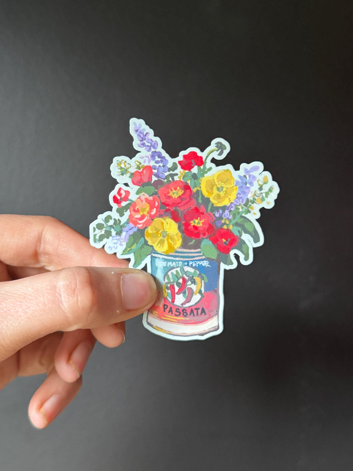 Floral sticker still life | Original flowers in tin vinyl (3")