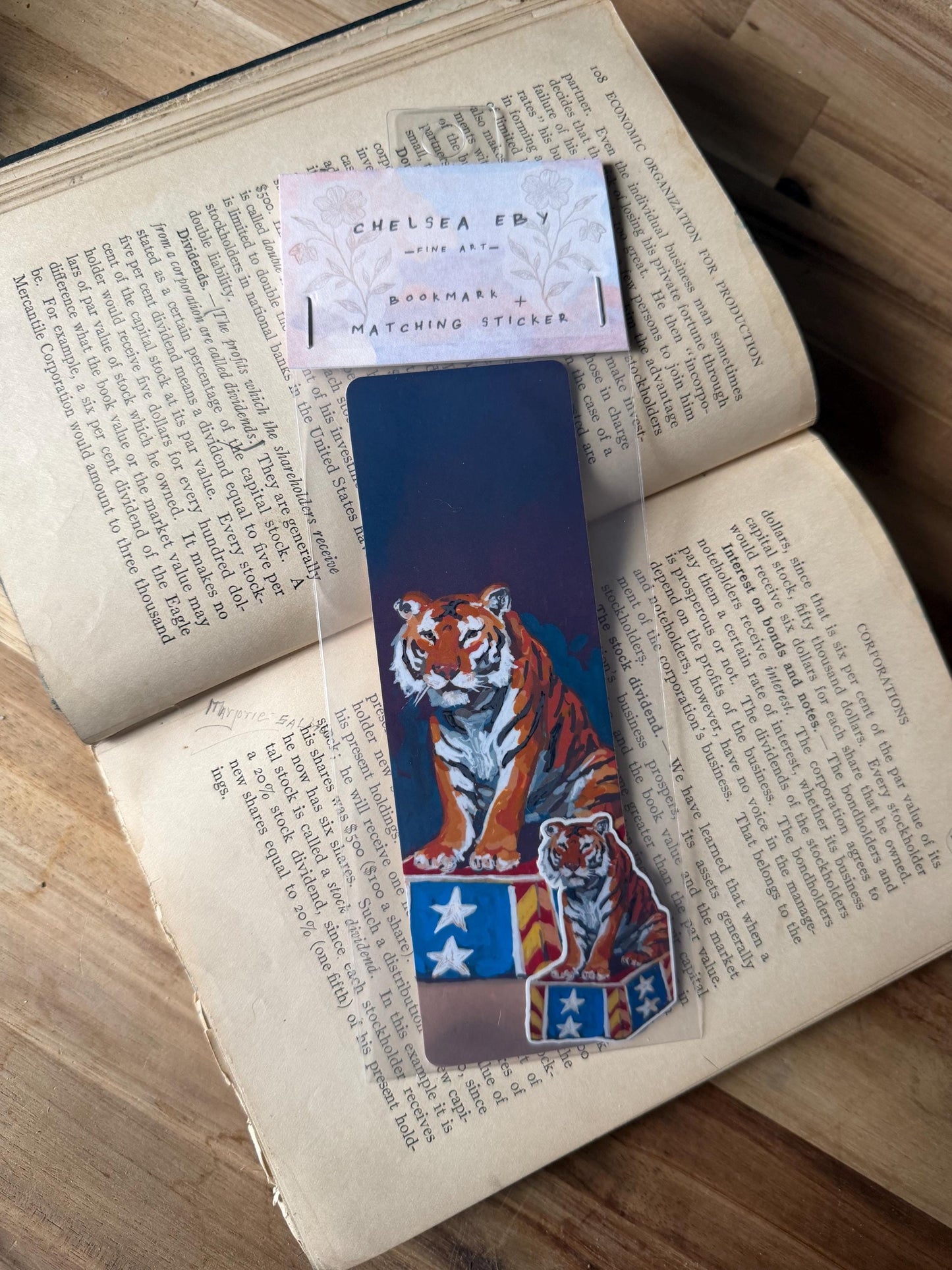 Circus Tiger Bookmark Sticker Set | Original Vintage Art Illustration
